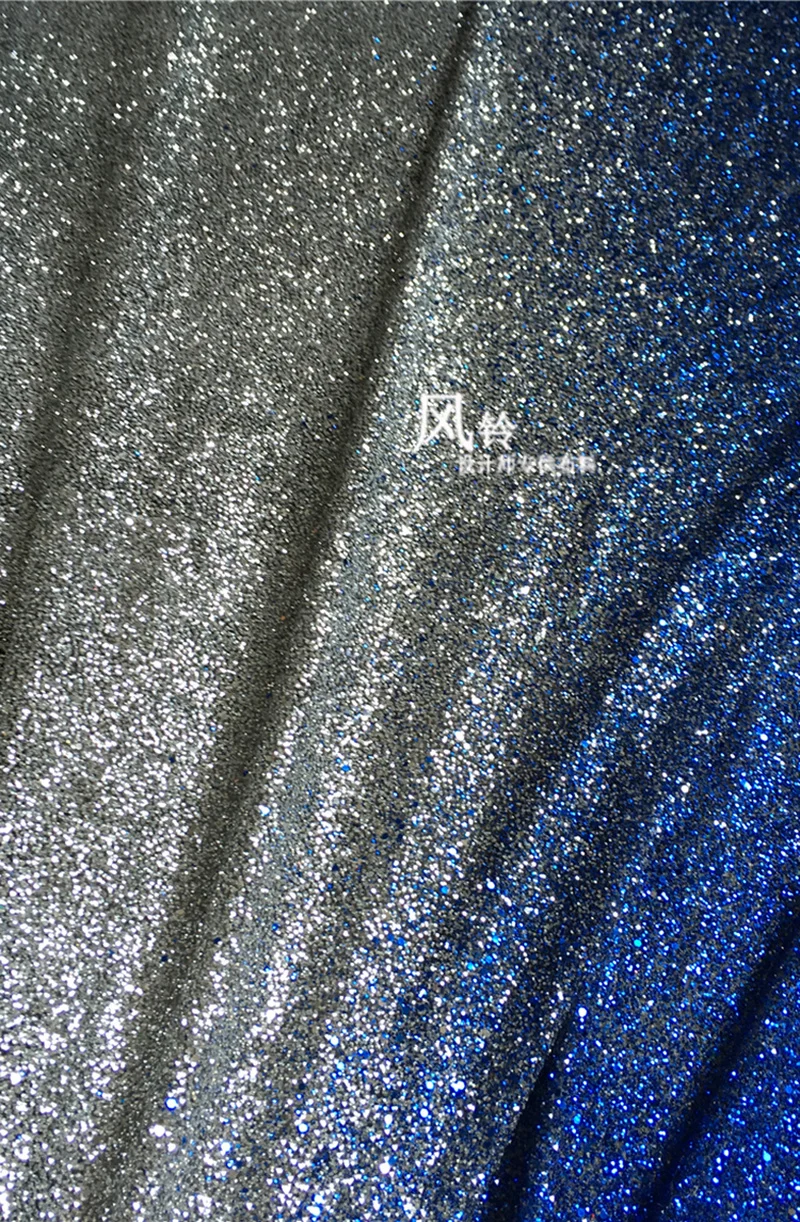 Shiny Sequined Fabric Allover Bronzing Gold Silver to Blue DIY Background Decoration Stage Skirts Wedding Dress Designer Fabric