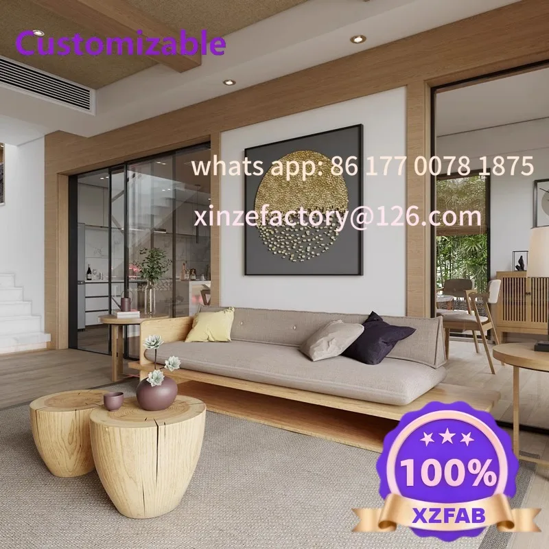 Customizable Log Sofa Homestay Furniture Living Room Retro Double Triple Solid Wood Sofa with Drawers