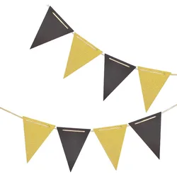 Black Gold Party Decorations New Year Party Multi Color Triangle Paper Pennant Banner Flag Birthday Graduation Bunting Garlands
