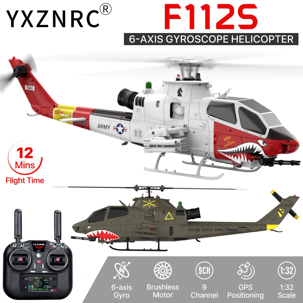 YUXIANG RC Helicopter F112S 9CH Plane 1/32 Brushless 6-axis Gyro GPS Positioning 12min Flight Time with Laser Radar Optical Flow