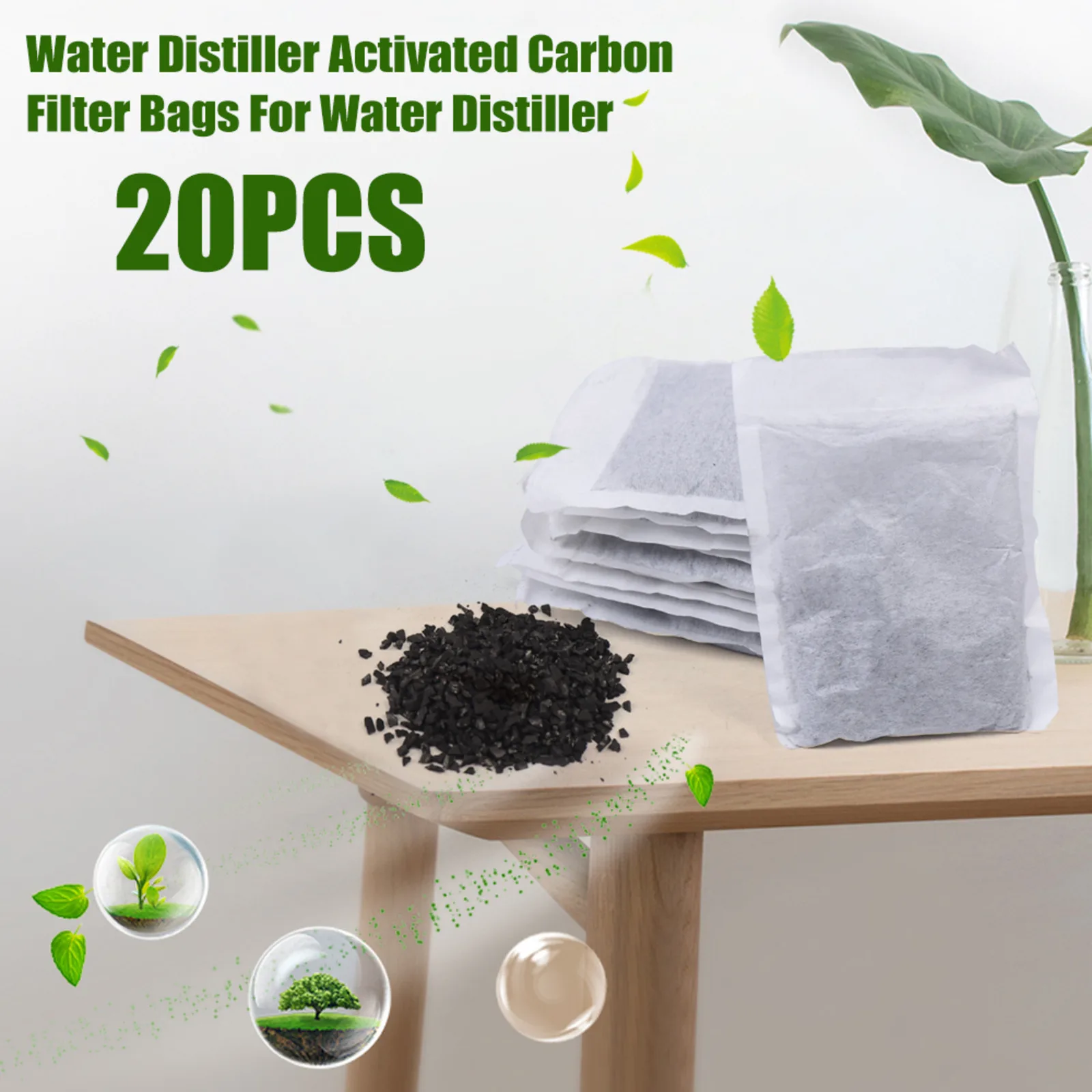 20 Pcs Activated Carbon Filter Bags for Distiller 20 Pack Distiller Filters Coconut Shell Activated Carbon Filter Bags