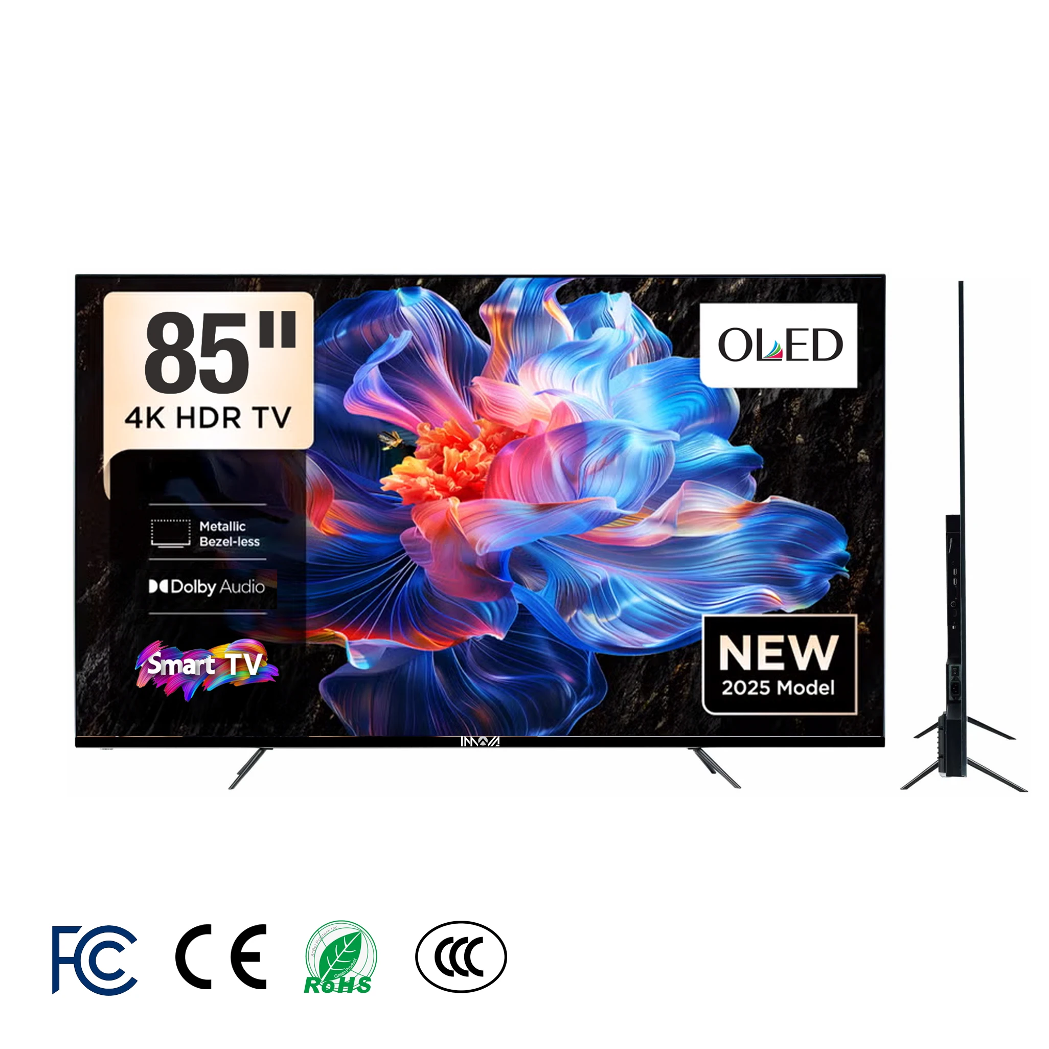 LED OLED 4K UHD HDR10 Smart TV 50 85 Inch Ultra Slim Android WiFi Voice Control Game Mode Built-In Speaker Television