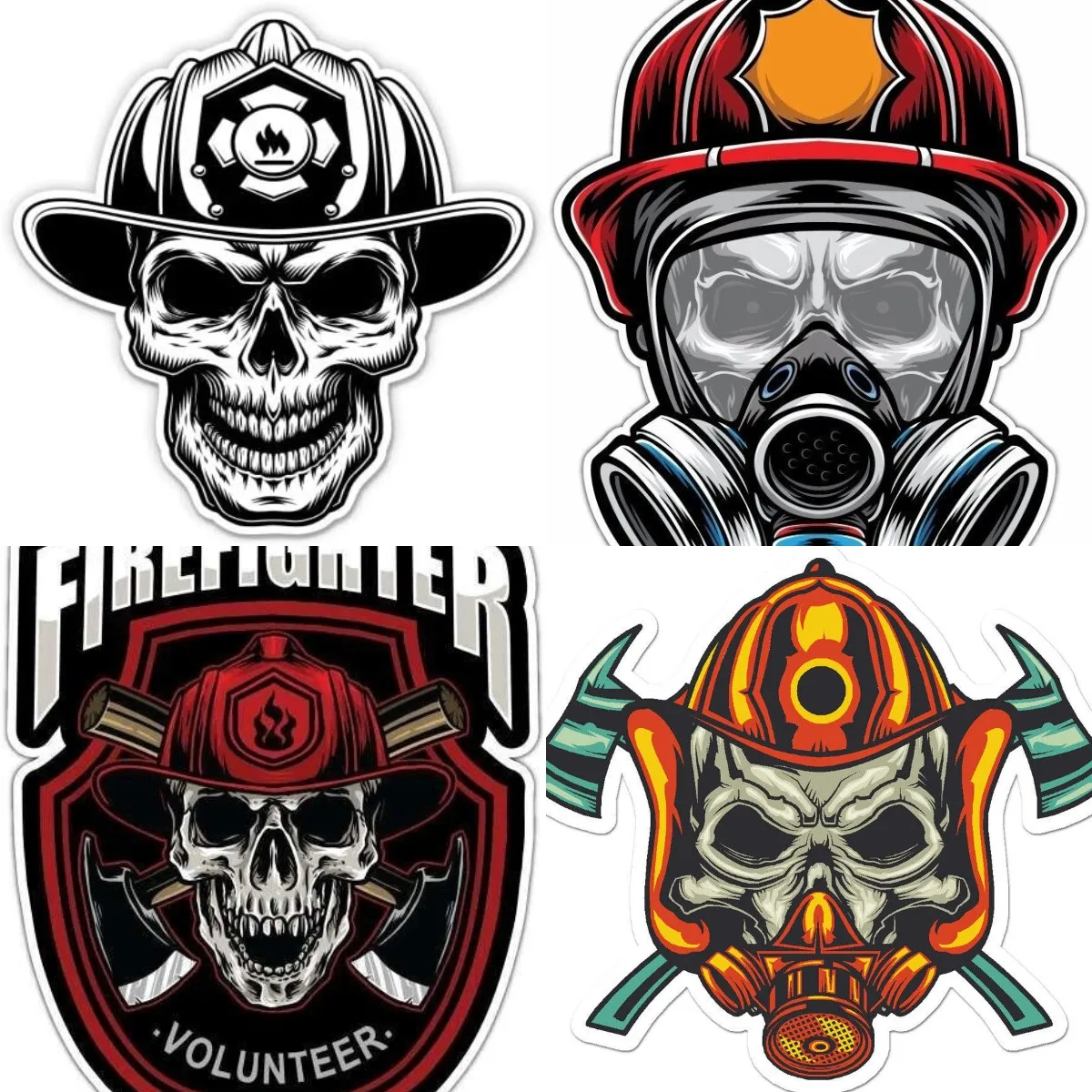 

Firefighter Skull Vinyl Sticker for Car Laptop Water Bottle Phone Cars Trucks Laptops Cooler Waterproof Bumper MotorcycleDecal
