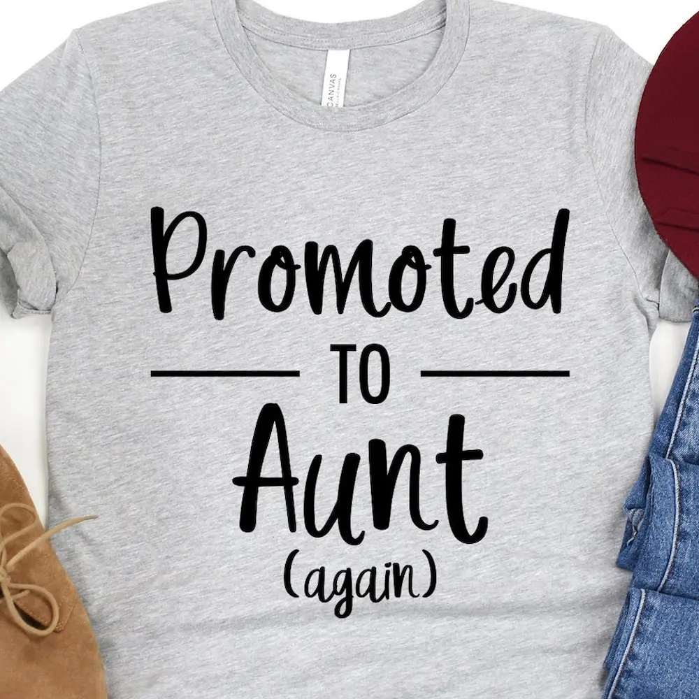 Promoted To Aunt Again T Shirt New Reveal Best Auntie Cool Be For