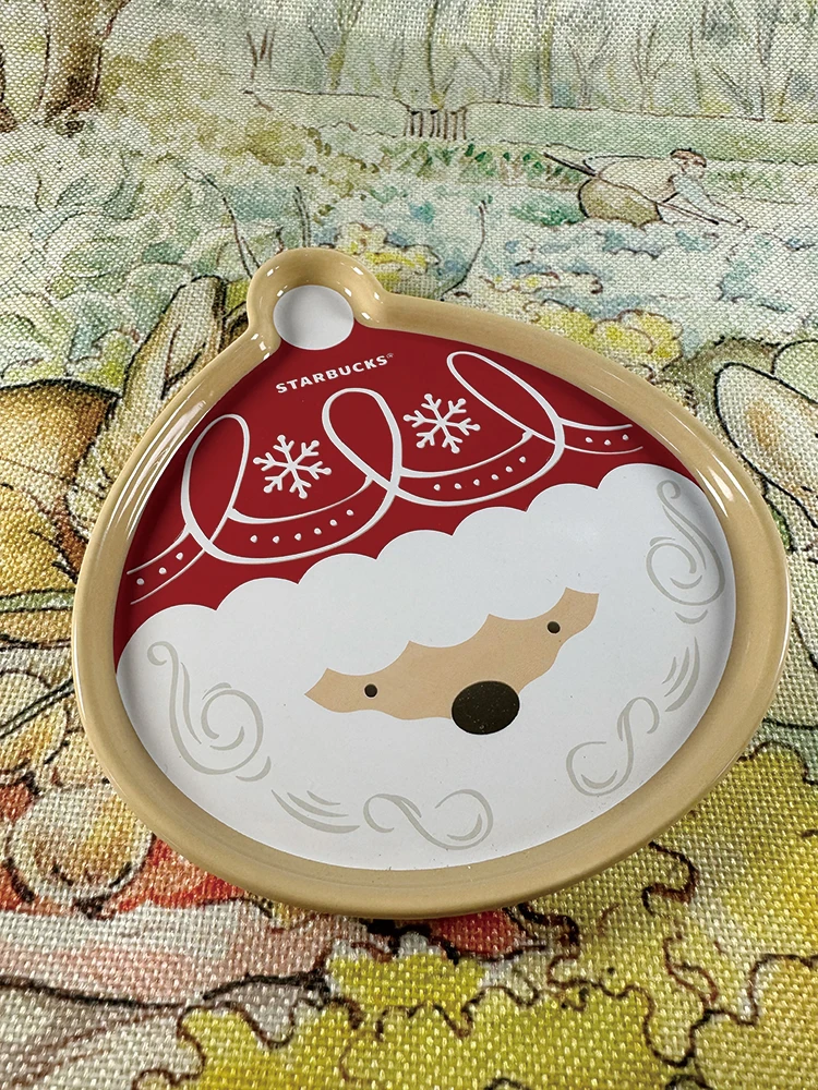 Santa Claus Christmas stockings holiday decoration plate snacks dessert plate desktop jewelry tray bone plate