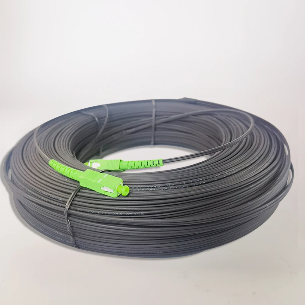 Fiber Patch Cables FTTH SC APC Black 80M/90M/100M SC APC Single Mode Simplex Outdoor FTTH Drop Cable Fiber Optic Extension Cable