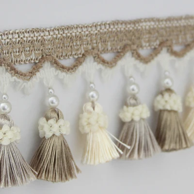 

6m/Lot Tassel Pearl Lobbing Fringe Applique Ball Curtain Accessories Lace Trim Diy Decoration Fabric Home Textile Decor