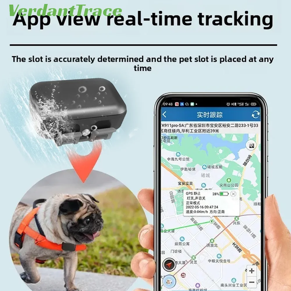 VerdantTrace 4G GPS-трекер для домашних животных, Wi-Fi, локатор для собак и кошек в реальном времени, оповещения ограждения, ошейник с защитой от потери, голосовой поиск для IPhone Android