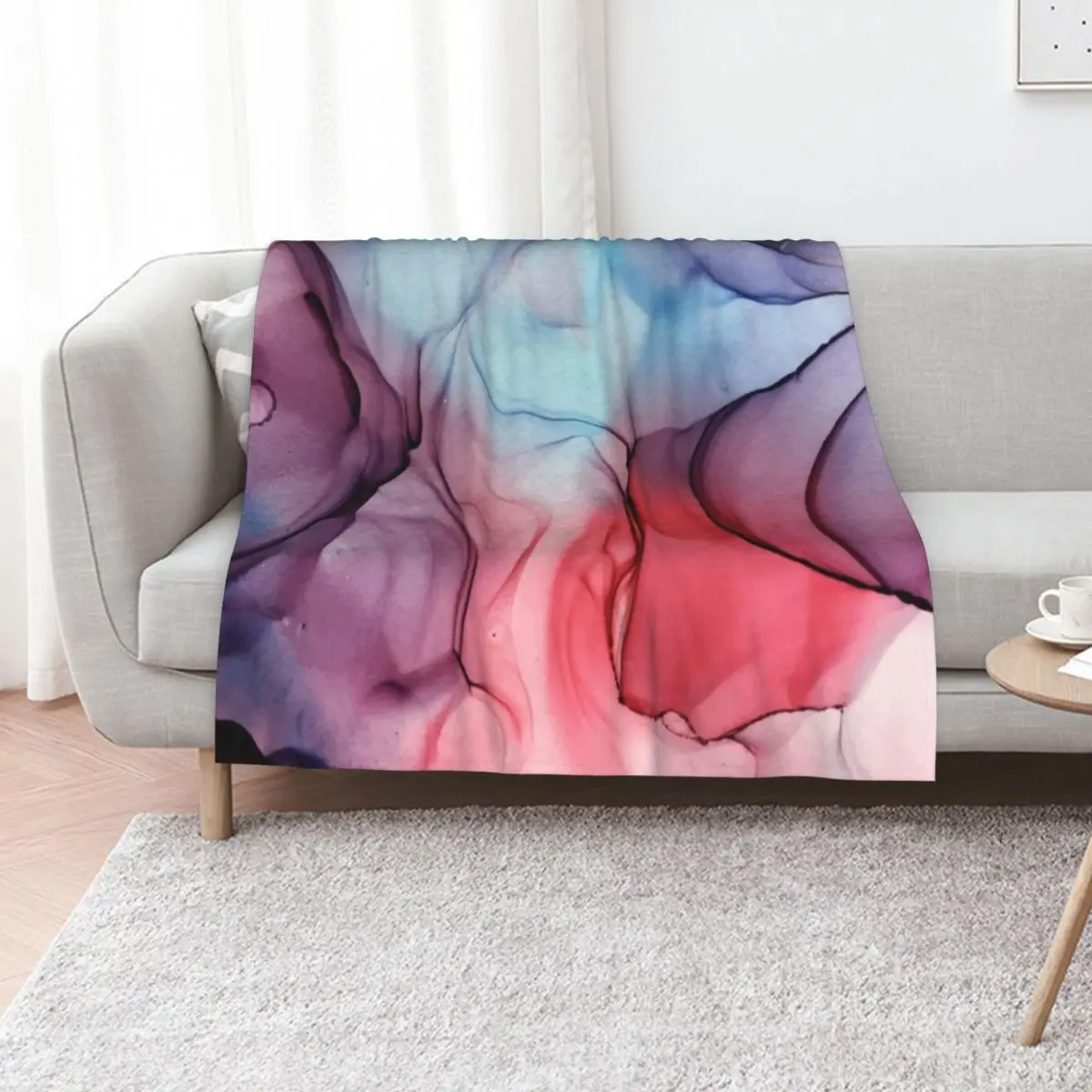 Flame Fired Alcohol Ink Painting Throw Blanket Furrys Baby wednesday Hair warm for winter manga Blankets