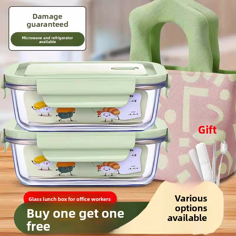 

Ланч-бокс из боросиликатного стекла 400 мл ° Устойчивый к воздействию С-химикатов, пригодный для микроволновой печи и морозильной камеры, герметичный, с 3 отделениями, без BPA, легко моется, большой объем