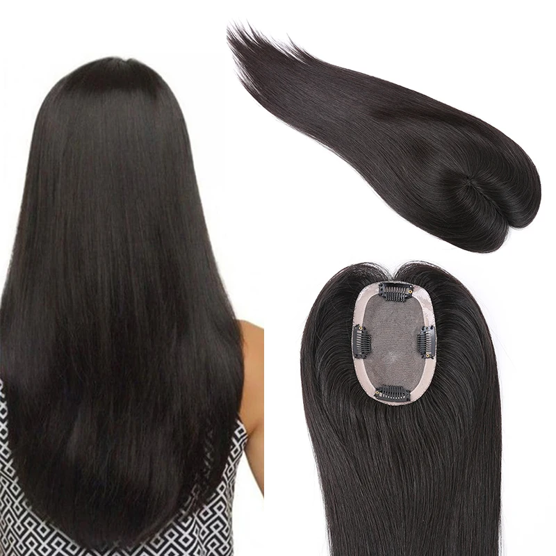 3x5inch 16-20 Real Hair Topper Remy Human Hair Topper for Women with Thin Hair Natural Color