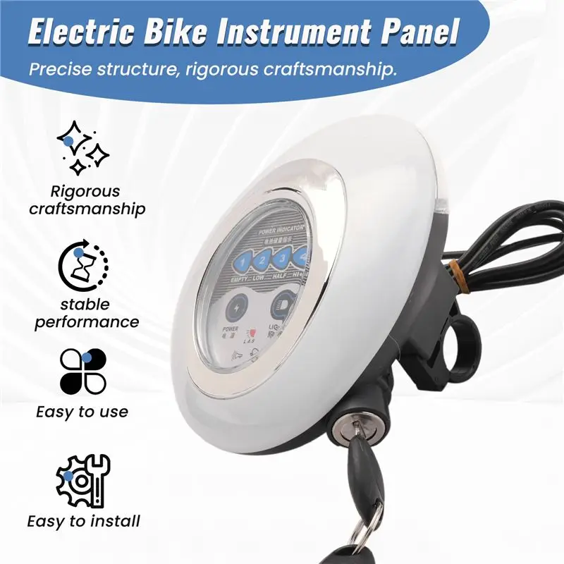High Quality 3 In1 LED Headlight Electric Bike Scooter Frontlight Light Horn Lock Instrument Panel Horn Instrument Headlight