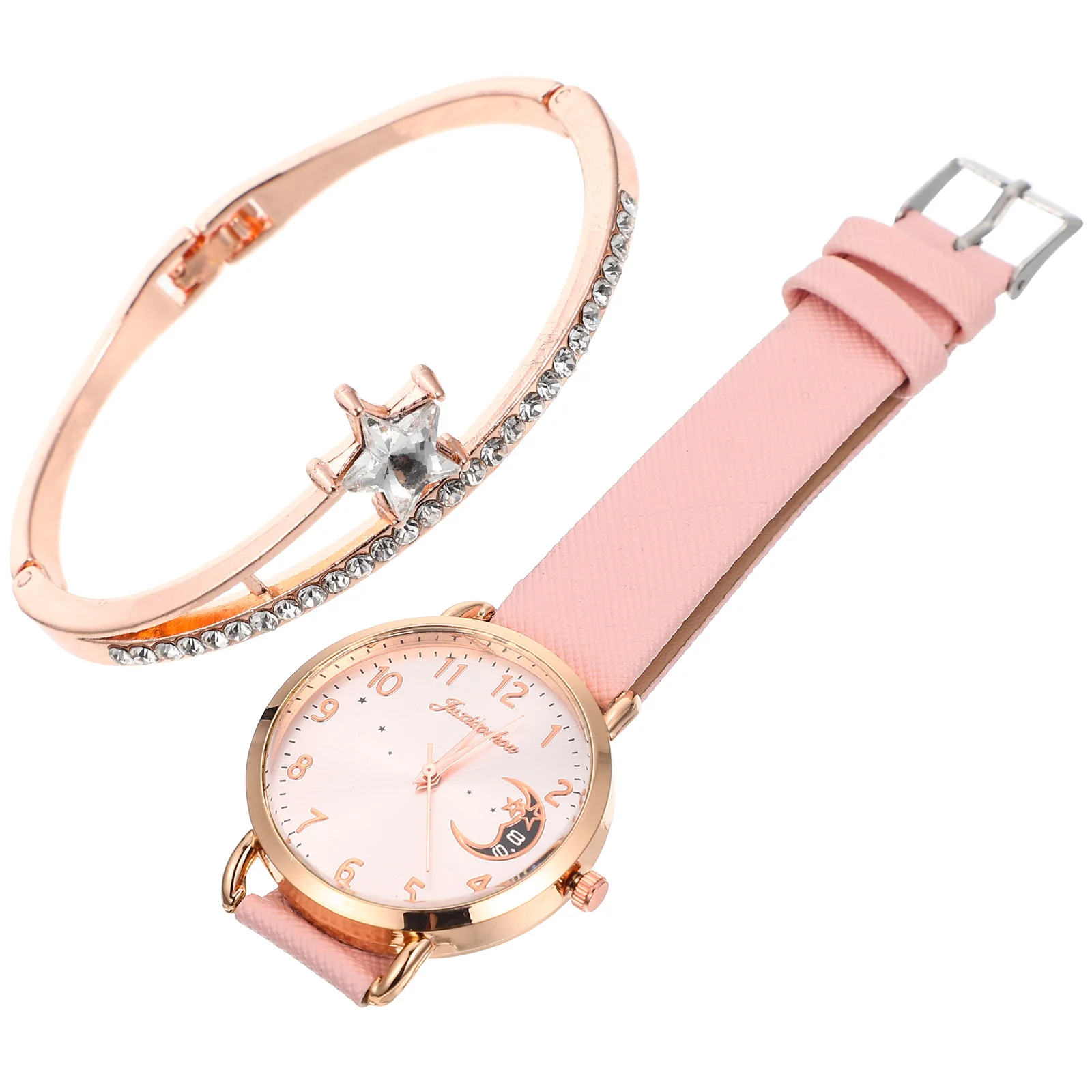 Moon Pattern Watch Bracelet Set Fashion Watches for Women Necklace Accessory Ladies Waterproof