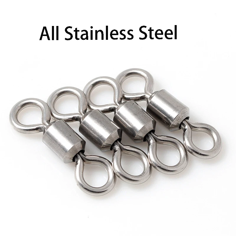 1000pcs All Stainless Steel Swivel Rolling Swivel Connector Lure Link Sea Saltwater Fishing Tackle Accessory Fish Tool Pesca