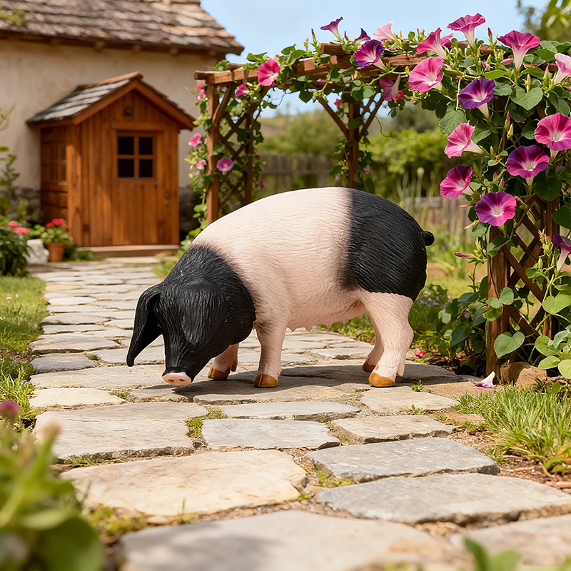 Oenux Poultry Farm Animals Model Simulation Pig Swine Sow Porcupine Boar Action Figures Figurine Lovely Educational Kids Toy