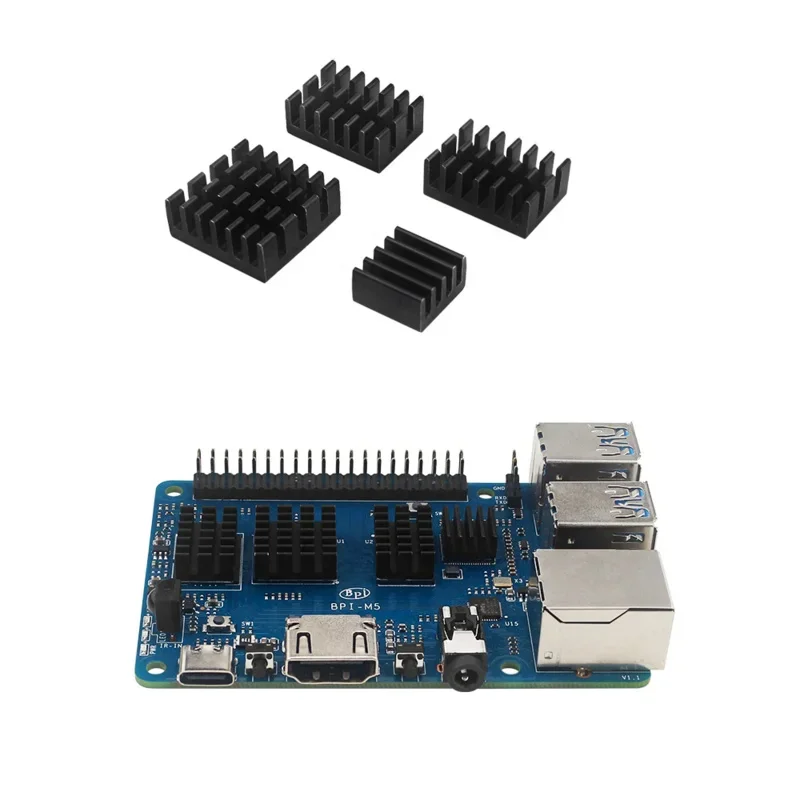 Banana Pi-M5 BPI-M5 S905X3 Quad Core Cortex-A55, 4GB RAM, 16GB eMMC, Ventilador Caso Opcional, Dissipador, Fonte de Alimentação, Cartão TF