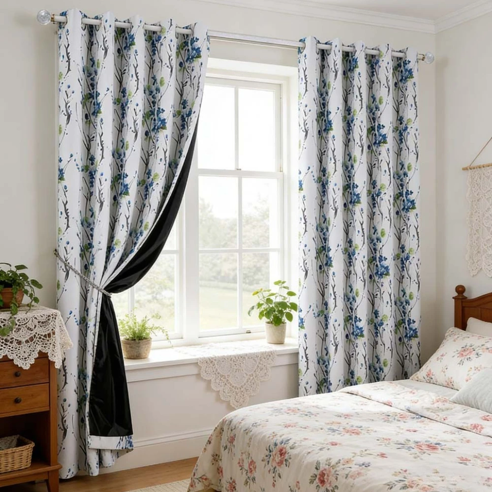American Style Blackout Curtains for Living Room Thermal Insulated Window Drapes Floral Pattern Privacy Protect Home Decor 2pcs