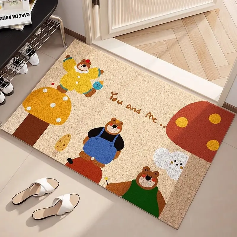 Cartoon Household Silk Floor Mat Household Bathroom Entry Door Scraping Dirt Floor Mat Porch Easy To Take Care of Non-slip Pad