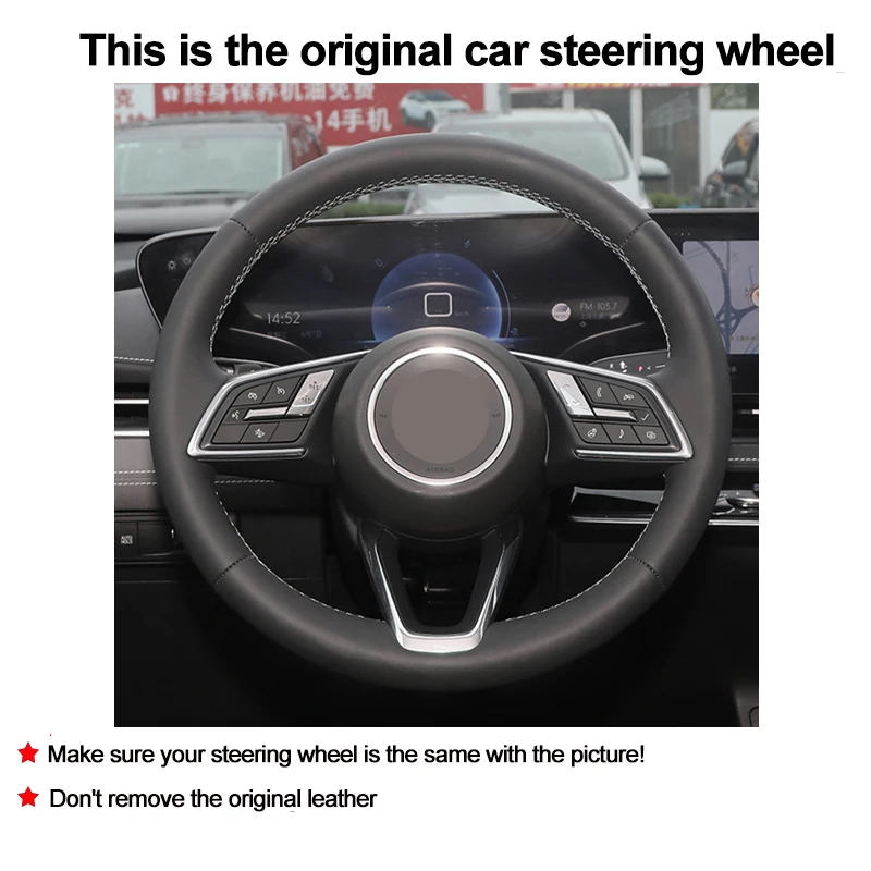 Hand Sewing Stitching Car Steering Wheel Cover Wrap for Buick Electra E5 2023 2024 Braid on Steering-wheel Protector