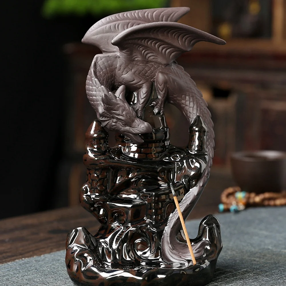 

Курильница Керамический Дракон Декоративная игра Смешанный конус для благовоний Водопад Декор для курительной комнаты