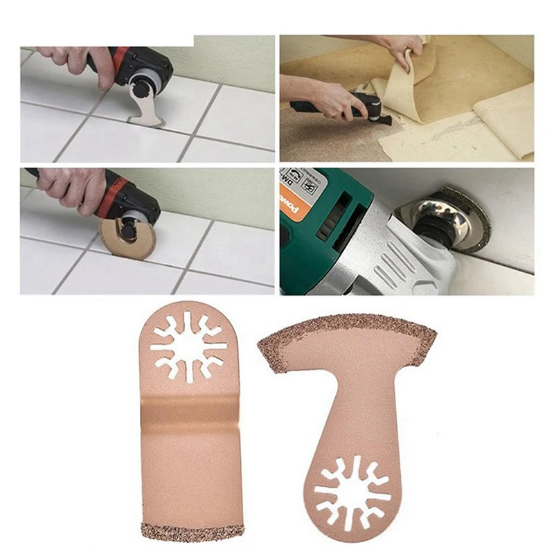 Quente! Lâmina De Serra Oscilante De Carboneto De Diamante, Multi-Ferramenta, Ferramenta De Corte De Metal, Concreto, Cerâmica, Azulejo, Cortador De Madeira, 2 Pcs