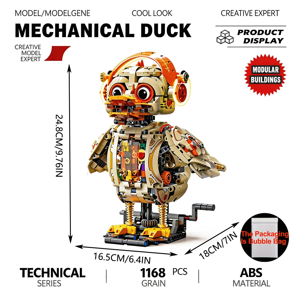 

Механическая модель утки из строительных блоков, милый панк-стиль, техно-тематика, сборная головоломка, игрушки-подарки для девочек, украшение для дома