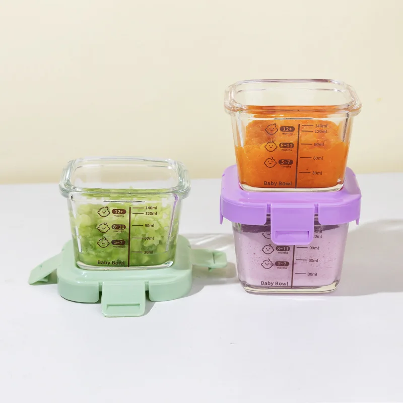 Microwave Safe Thick High Borosilicate Glass Baby Food Preservation Box Sealed Heat Resistant Storage Bowl For Infant And Kids