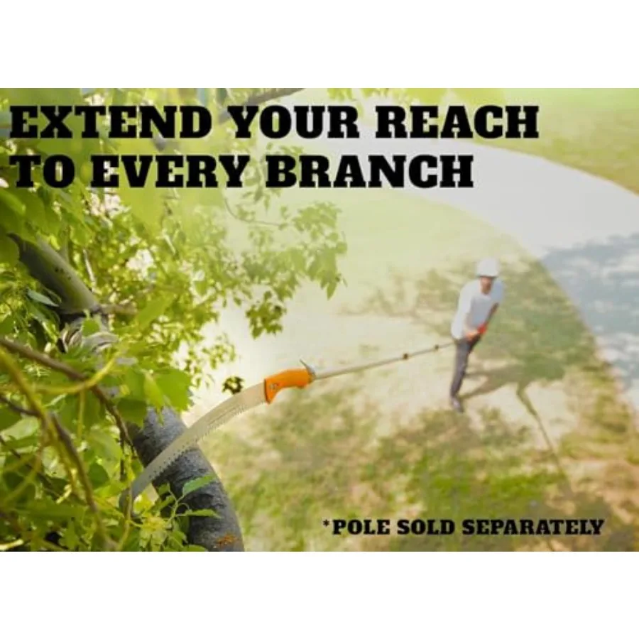 Pruning Manual Hand Saw// Hand Held or with Extension Manual Pole Saw for Tree Trimming// Fits All Extension Poles with Standar