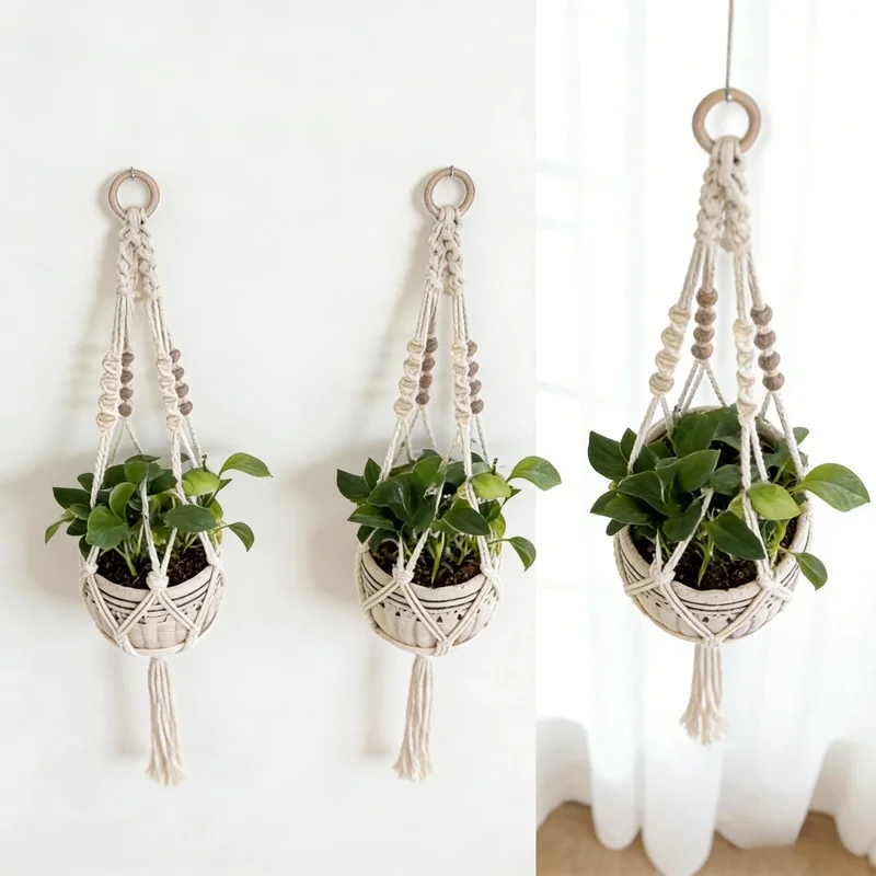 Hanging105cmLarge-sized multi-layered plant hanging shelf for balconies and indoors, handmade green plant hanging pot rack, suit
