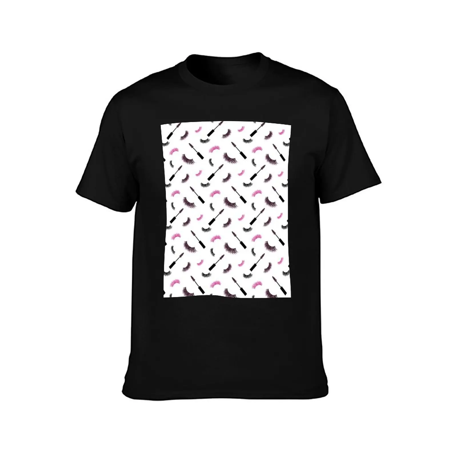 Lashes and mascara with pink glitter pattern T-Shirt Plus Size Lightweight Tee Shirt T-Shirt