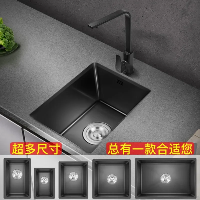 Nano Kitchen Handmade Small Sink Single Basin 304 Stainless Steel Vegetable Washing Bowl Island Mini Bar Sink for Dishwasher