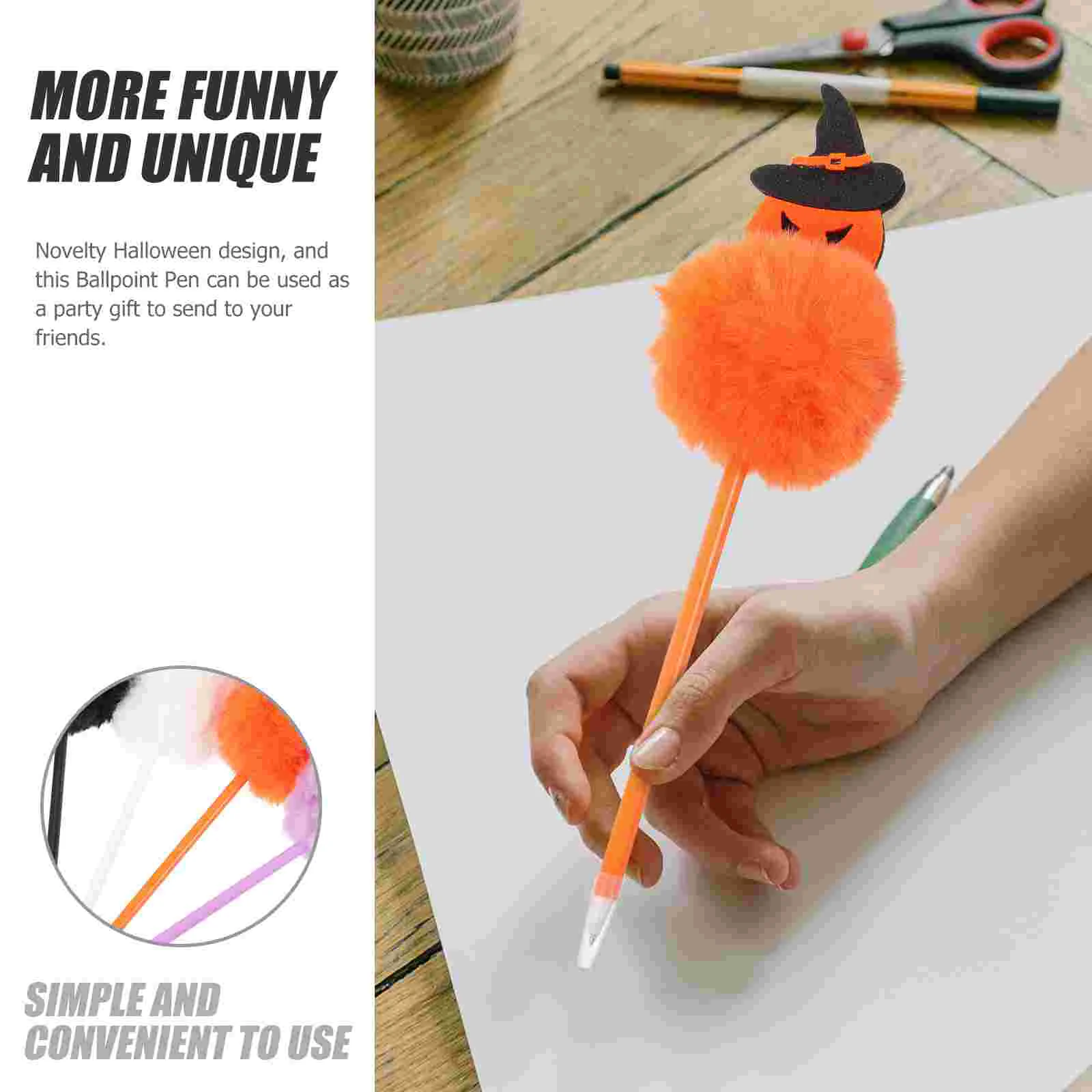 Halloween Party Ballpoint Pen Bat Pumpkin Head Plush Creative Tricky Stationery Children's Graduation Gift Office Writing Pens