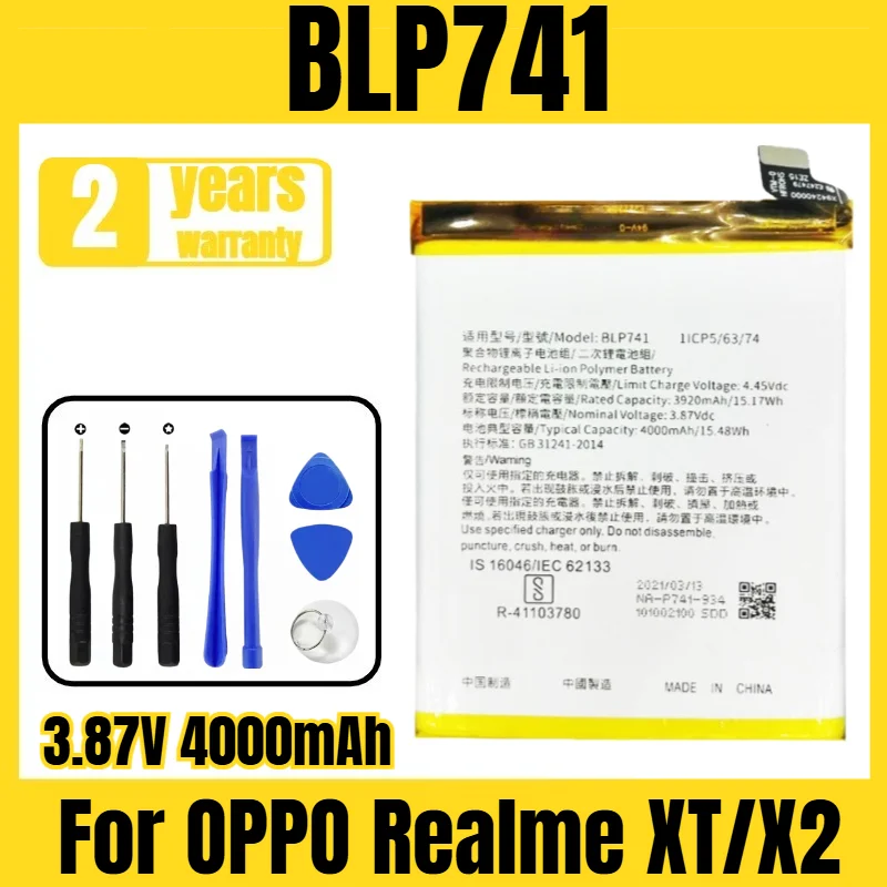 

BLP741 oppo mobile phone battery for OPPO Realme XT/X2 mobile phone battery new large capacity free tool 3.87V 4000mAh