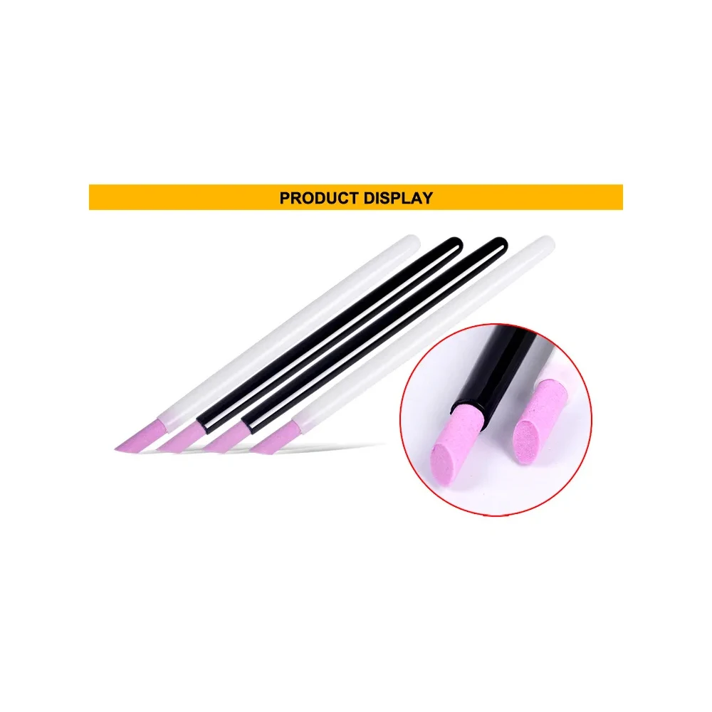 2pcs Quartz Cuticle Pusher Stick Ceramic Stone Nail Brush Pen Scrubs Pedicure Dead Skin Cutter Grinding Rod Manicure Tools