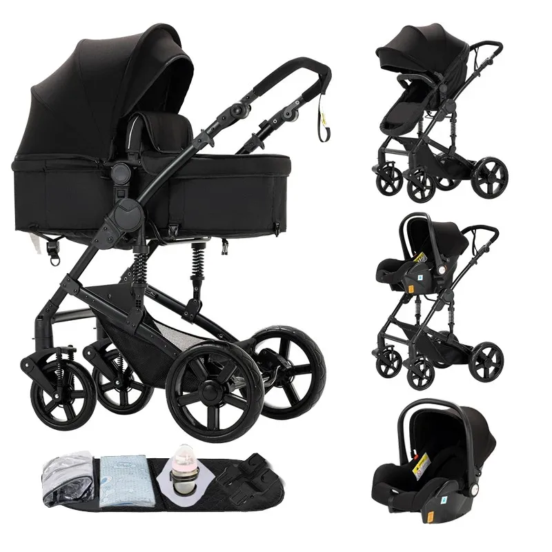 Cochecito multifuncional 3 en 1, combos de cochecito de coche, sistema de viaje compacto para cochecito de bebé para recién nacidos, cochecitos de bebé