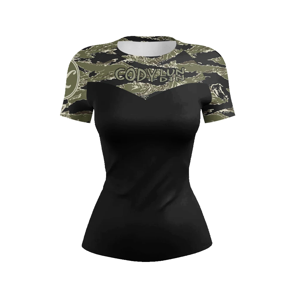 Cody Lundin Women's UPF 50+ Short Sleeve Active Rashguard Printed Workout Top Sports Swim Tee