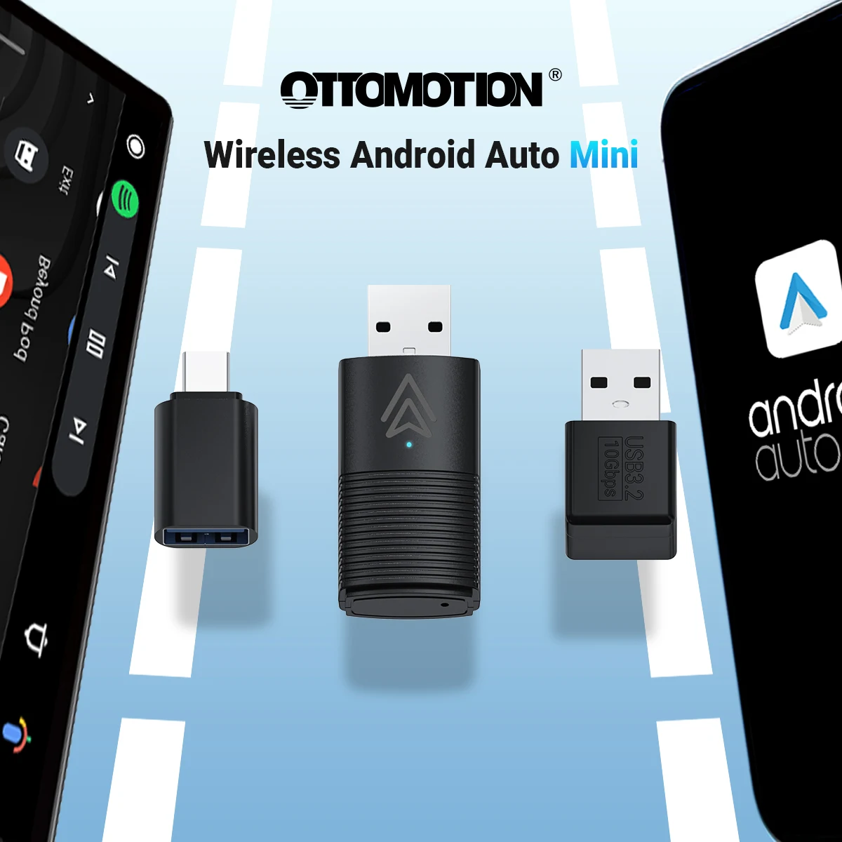 

2024 Wireless Android Auto Dongle Mini Wired to Wireless Adapter Car Accessories Bluetooth WiFi Faster Connect to Andrion Phone