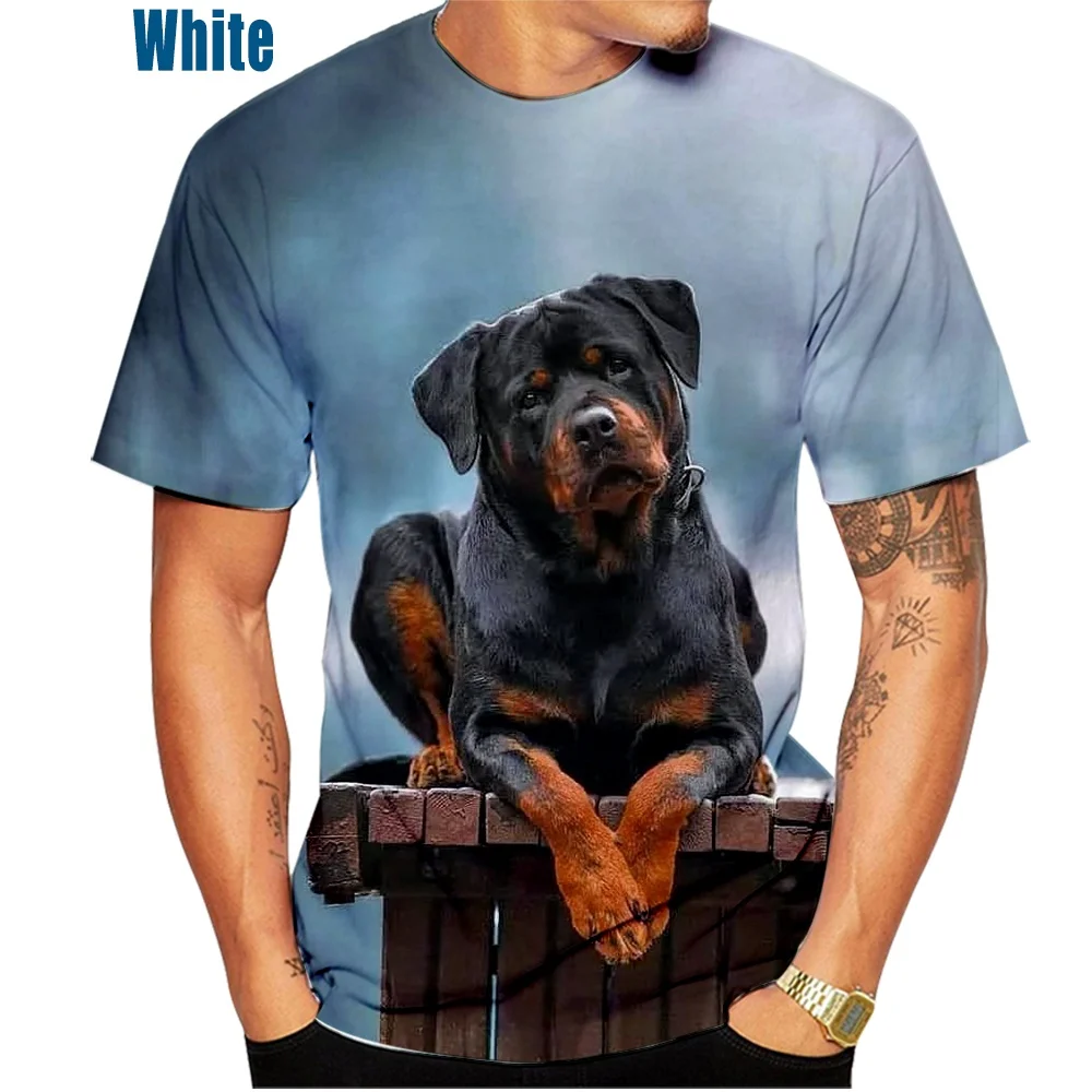 New Men\'s Casual T-shirt Pet Dog Short Sleeves Shirt Cute Fashion Rottweiler 3D Printing Tops XS~5XL