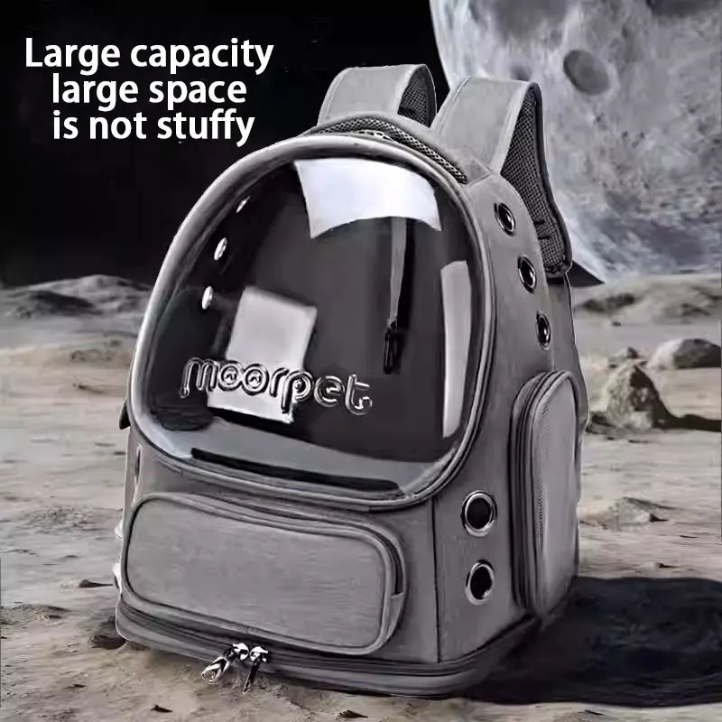 Spacious Expandable Pet Backpack Carrier with Dual Shoulder Straps Top Handle All-Season Design for Comfortable Travel