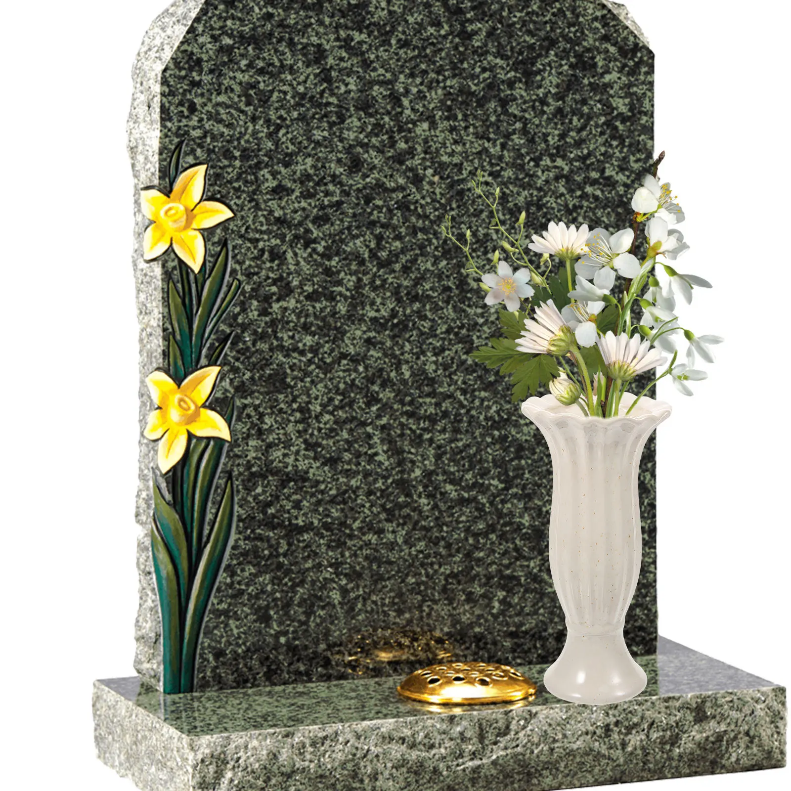 

Ceramic Grave Vase for Cemetery Memorial Site Outdoor Weather Resistant Flower Container for Remembrance Arrangements Decorative