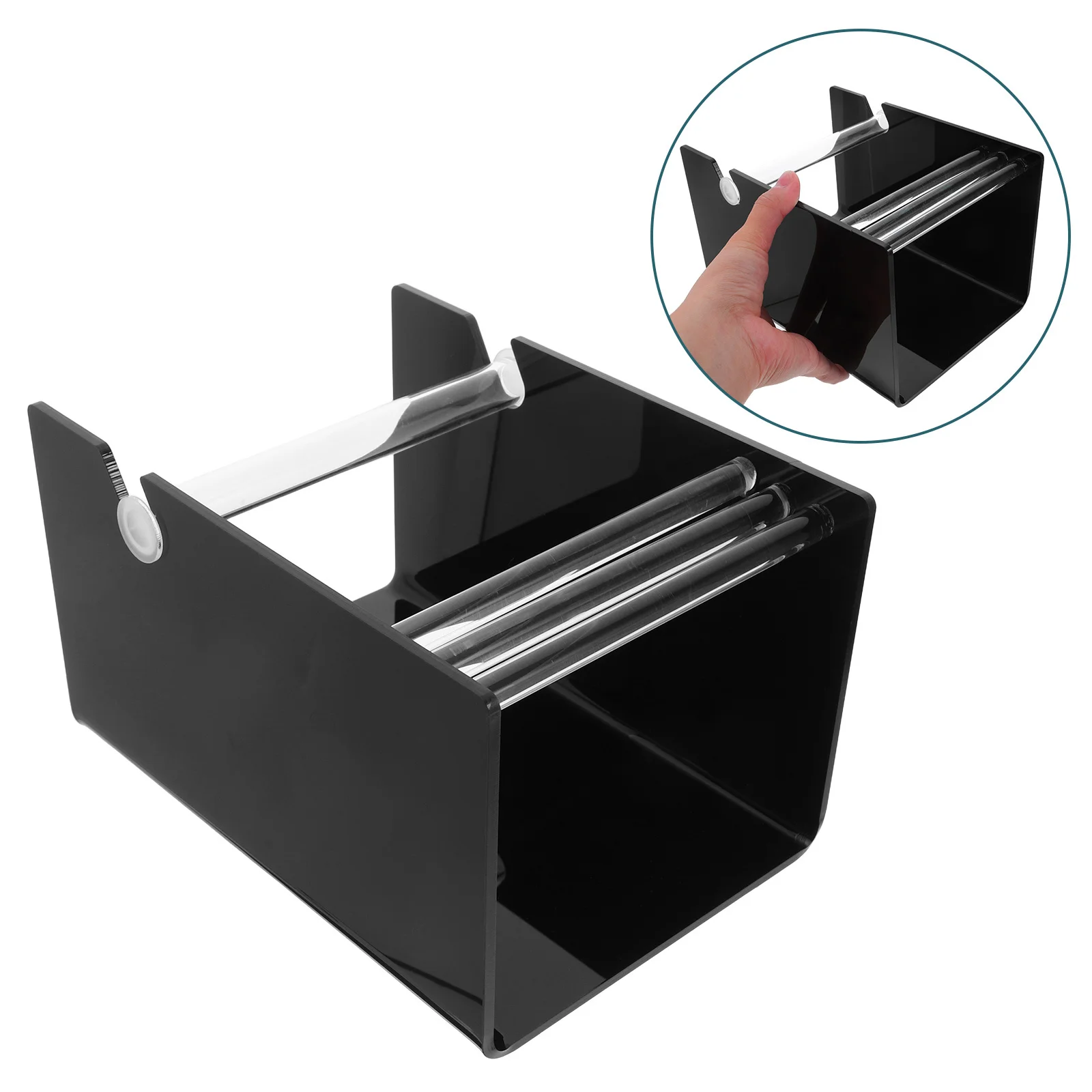 حامل ملصقات حرفي مع منظم لفافة ملصقات حامل أكريليك قابل للتعديل لحل توزيع شريط الشحن المكتبي