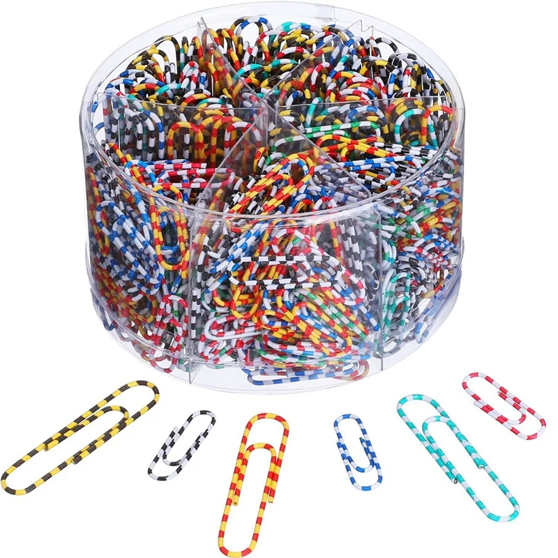 Paper Clip Assorted Size, 450 PCS Vinyl Coated Paperclips Colorful For Office School Document Organizing