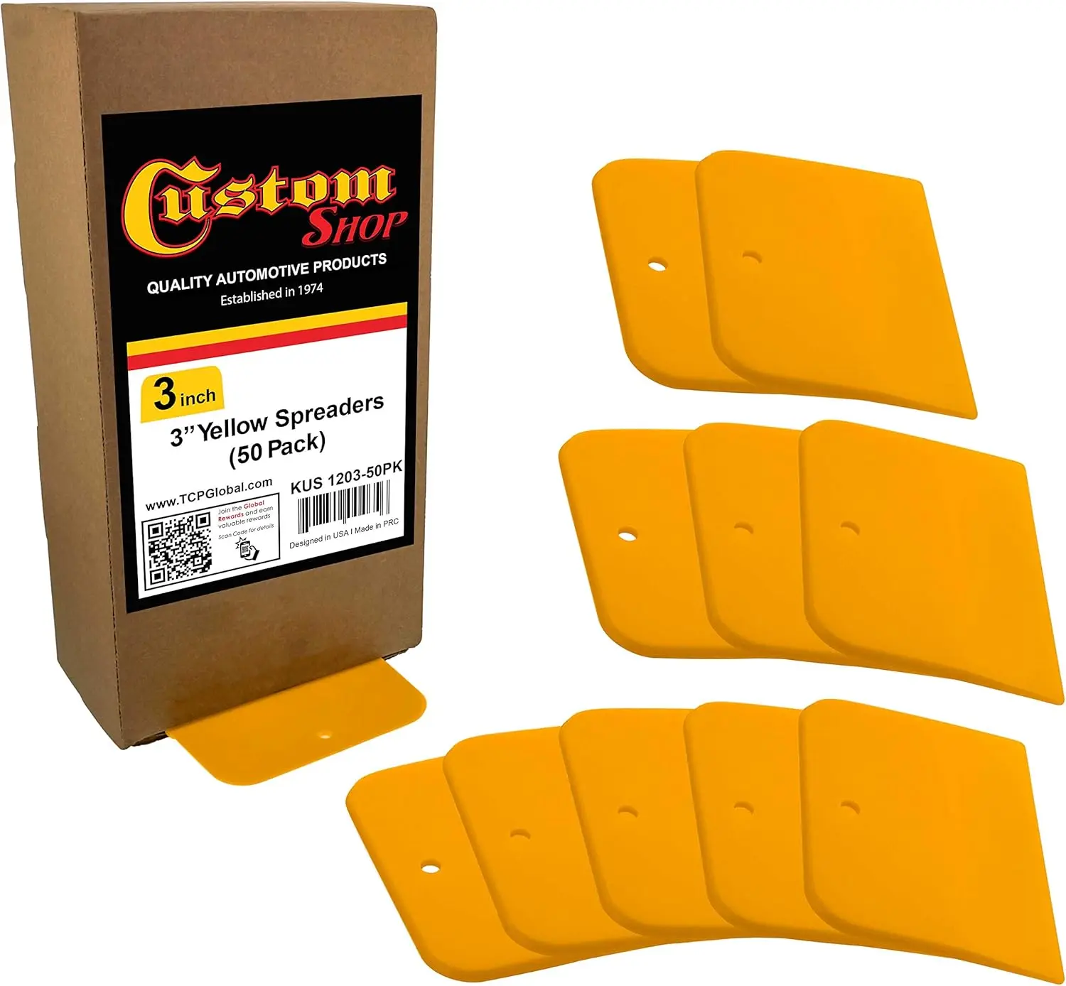 

50-Pack Plastic Body Filler Spreaders for Automotive Putty, Epoxy, and Glue - 3 Inch Tools