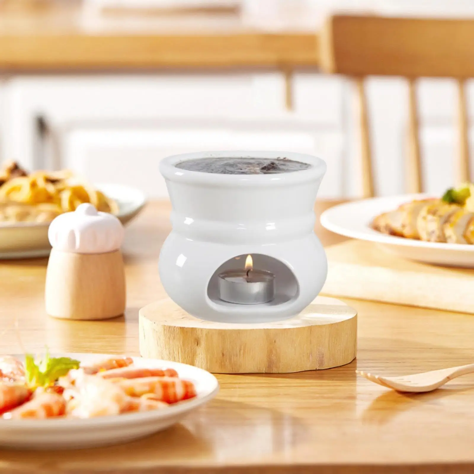 DIY Chocolate Fondue Set Chocolate Melting Cup Creative Ceramic Heating Pot for Candy Anniversary Birthday Home Butter Heater