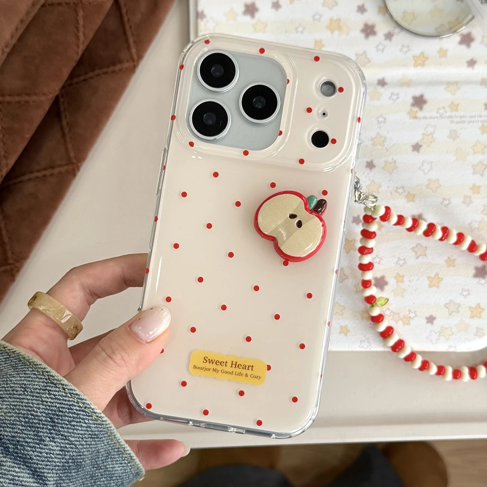 لطيف ثلاثية الأبعاد شرائح أبل الأحمر منقطة جراب هاتف آيفون 13 14 16 15 17 17pro 17Pro ماكس للصدمات واقية لينة غطاء #2