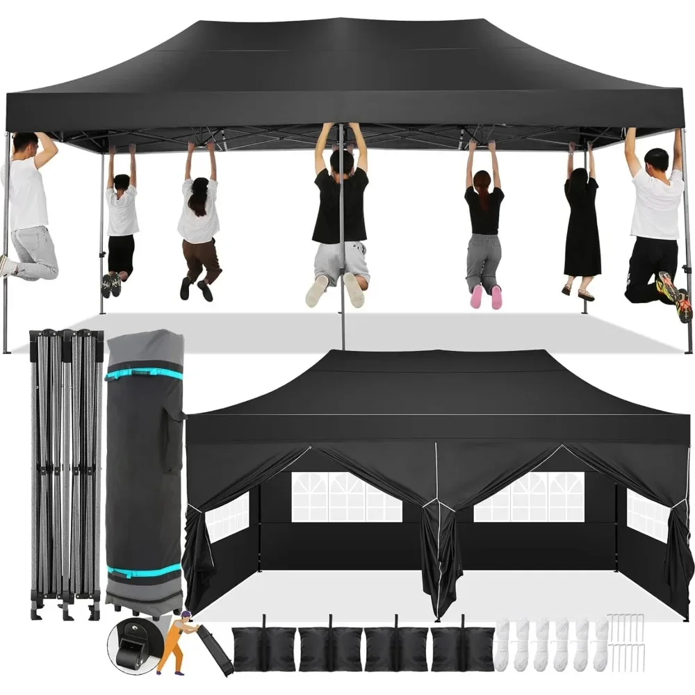 Outdoors Tents, 10x20 Pop Up Canopy with 6 Sidewall,Heavy Duty Canopy UPF 50+Season Wind Waterproof , Outdoor Garden Tent