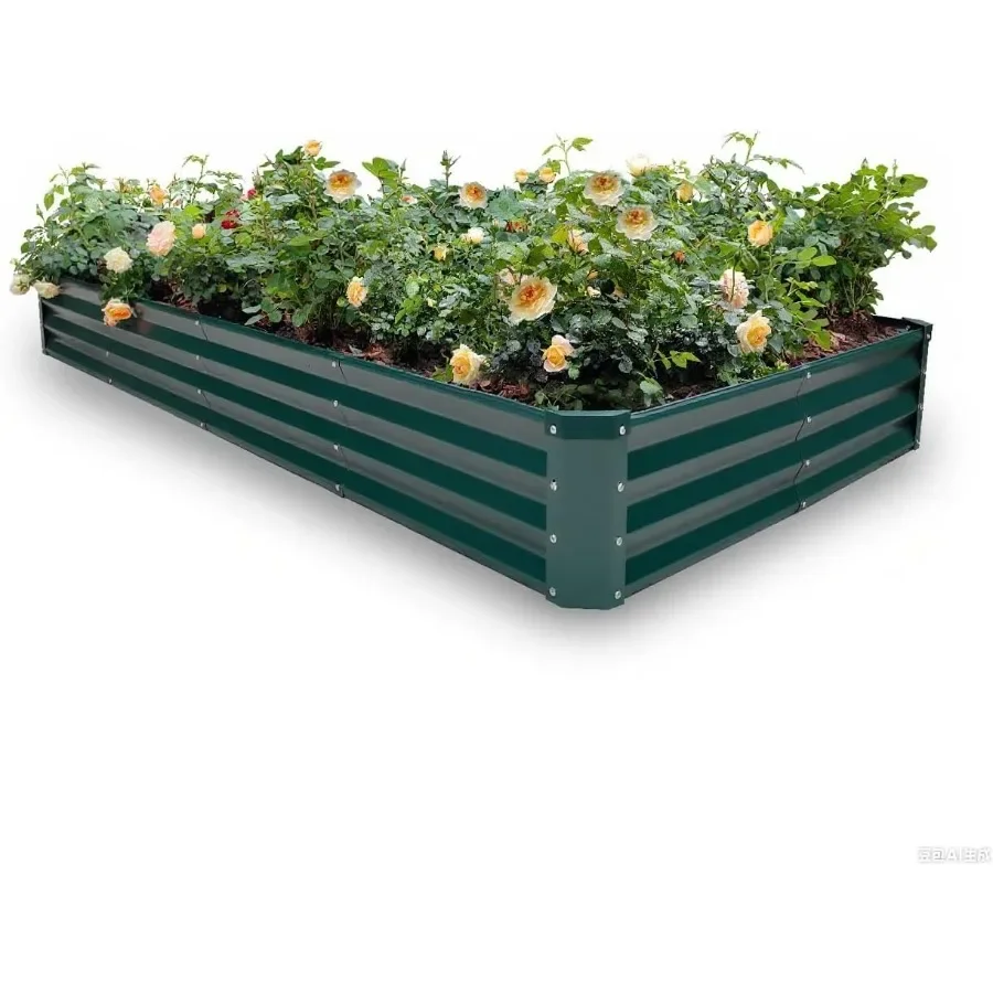 

GARDMAX 8x4x1FT Galvanized Raised Garden Bed Kit Metal Planter Boxes Outdoor with Easy Assembly Large Garden Bed for Vegetables