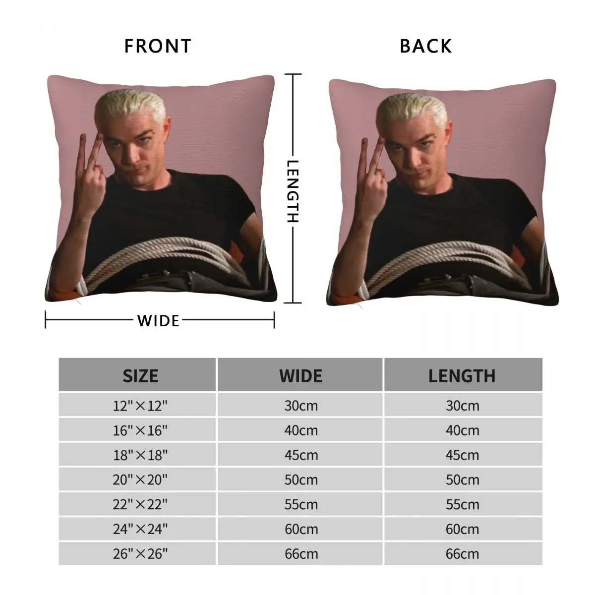 Spike Buffy Tied Up Pillowcase Polyester Linen Velvet Printed Zip Decor Room Cushion Cover 18