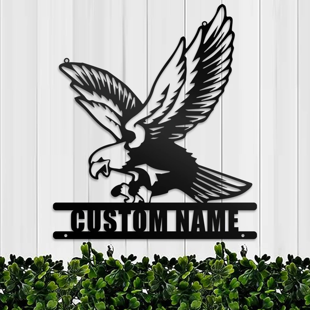 

1pc Eagle hunt creative Custom Name Metal Wall Signs Iron Wall Plaque For Home Decor