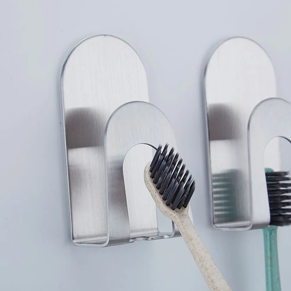 

2Pcs Multifunctional Stainless Steel Toothbrush Racks Wall Mounted Bathroom Storage Drains Water Keeps Dry Toothbrush Rack